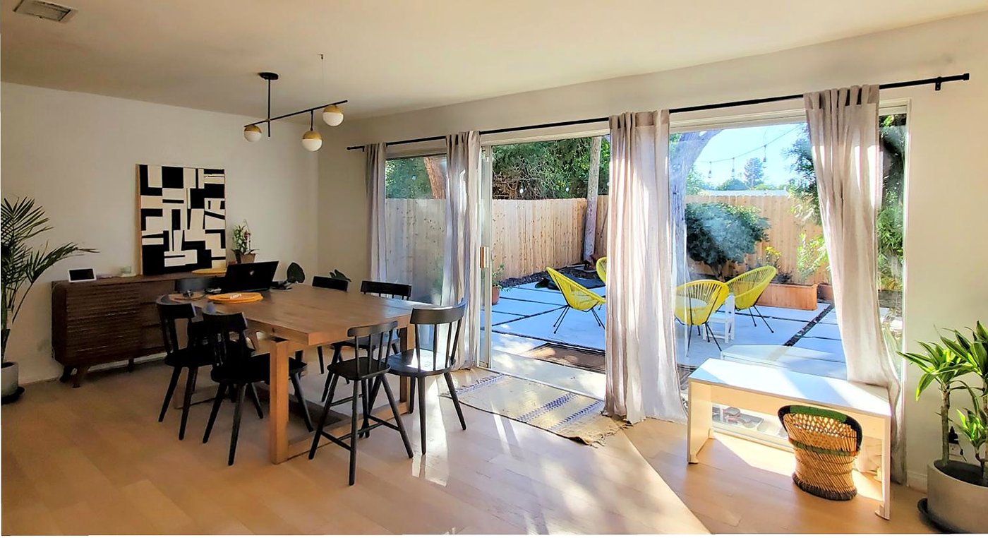 Dining area opening to the patio